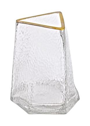 Стеклянная ваза для цветов, декоративный треугольник серого цвета с золотой каймой, 16...