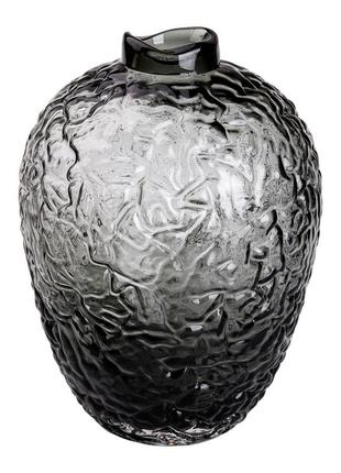 Ваза для цветов из стекла, декоративная круглая, 30 см, серая. (l02406)