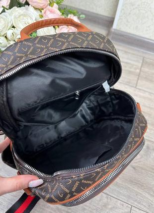 Женский шикарный и качественный рюкзак для девочек черный с коричневым6 фото