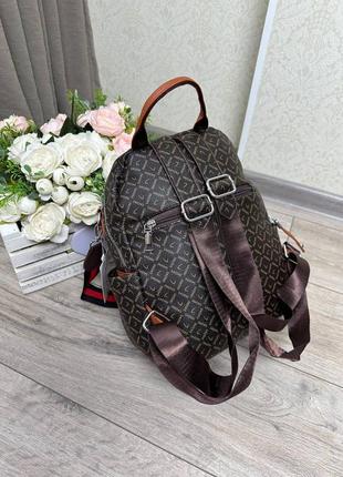 Жіночий шикарний та якісний рюкзак  для дівчат чорний з коричневим5 фото