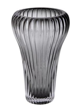 Стеклянная ваза, декоративная, серая, 27,5 см