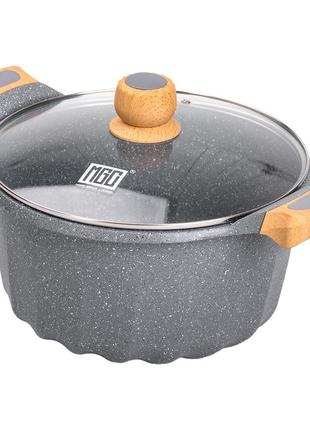 Велика алюмінієва каструля з кришкою, діаметр 28 см, з антипригарним покриттям, 8 літрів