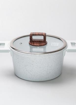 Кастрюля mgc алюминиевая с антипригарным покрытием 3 л белая