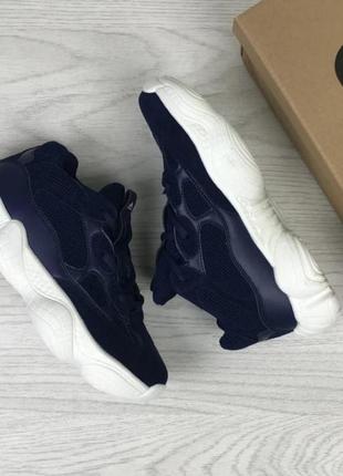 Жіночі кросівки adidas yeezy 500 темно-сині