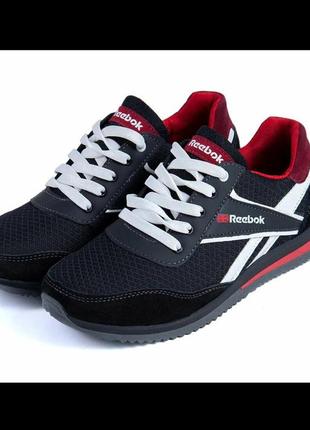 Летние текстильные мужские кроссовки с логотипом reebok вставки натуральная кожа (замша)6 фото