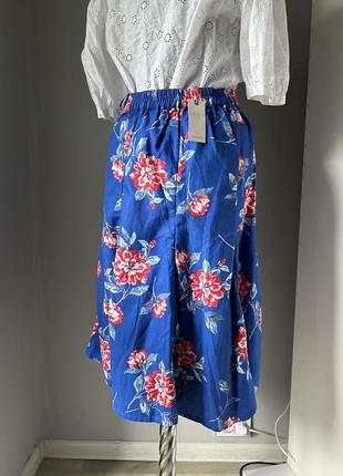Синяя юбка-миди в цветы6 фото