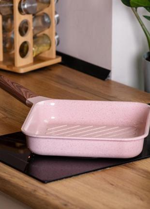 Высококачественная сковорода-гриль mgc алюминиевая 2,5 л с антипригарным...