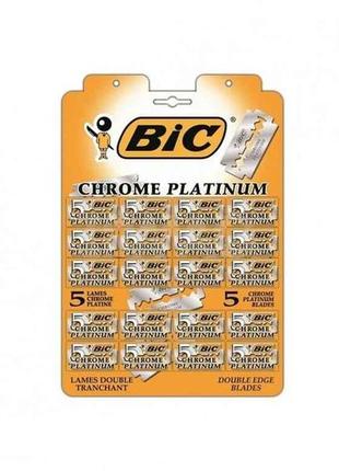 Леза для гоління 100шт chrome platinum (20пач*5лез) планшет тм bic  7копійок