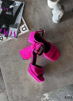 🔥босоніжки жіночі elena фуксія натуральна замша2 фото