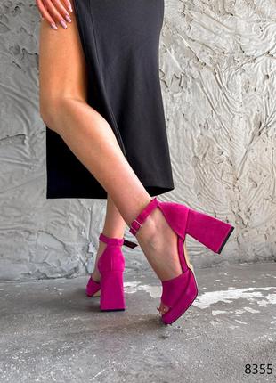 🔥босоніжки жіночі elena фуксія натуральна замша5 фото