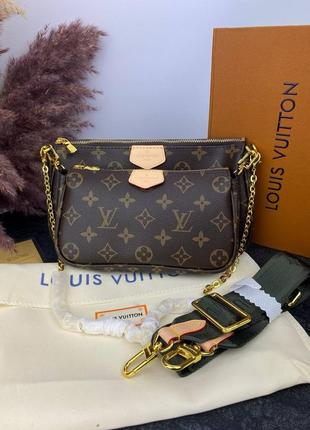 Louis vuitton multi pochette brown/green3 фото