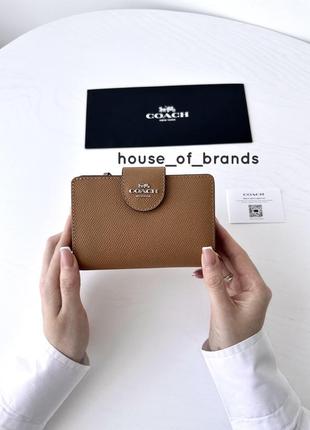 Coach medium corner zip wallet женский кожаный брендовый кошелек коуч коач оригинал портмоне на подарок жене на подарок девушке3 фото