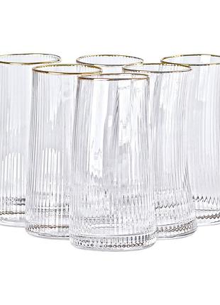 Набор стаканов высоких 6 штук по 600 мл с золотым ободком