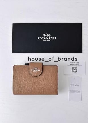 Coach medium corner zip wallet женский кожаный брендовый кошелек коуч коач оригинал портмоне на подарок жене на подарок девушке