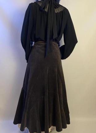 Италия дизайнерская вельветовая длинная юбка от james lakeland коричневого цвета3 фото