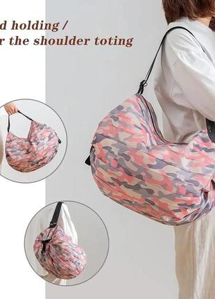 Сумка шоппер складная для покупок edibazzar розовый камуфляж