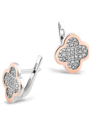 Серьги серебро 925 проба с золотой пластиной