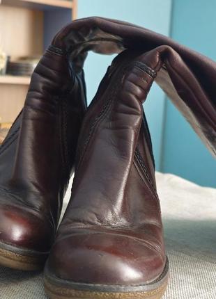 Стильні коричневі шкіряні чоботи