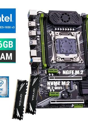 Комплект pro v1 / qiyida x99 e5-a99 lga 2011-3 / intel xeon e5-1650v3 3.5-3.8 ghz / 16gb ddr4