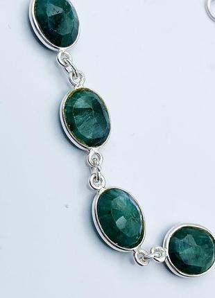 Браслет серебряный с изумрудом 17+2 9,05 г