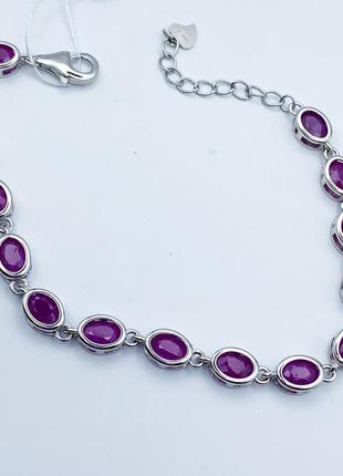 Браслет серебряный с рубином 16+3 см 7,19 г2 фото