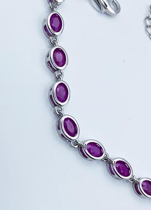 Браслет серебряный с рубином 16+3 см 7,19 г3 фото