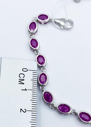 Браслет серебряный с рубином 16+3 см 7,19 г6 фото