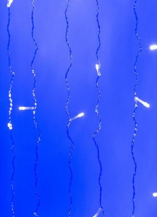Гірлянда водоспад 3х2 м 210 led (480 l) лампочок світлодіодна прозорий дріт 10 ниток 8 режимів синій2 фото