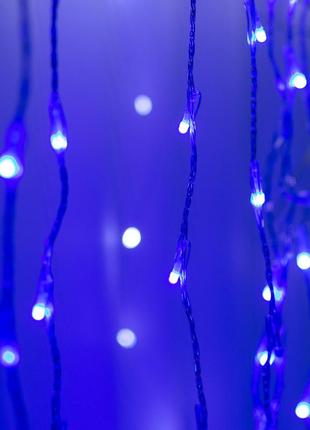 Гірлянда водоспад 3х2 м 210 led (480 l) лампочок світлодіодна прозорий дріт 10 ниток 8 режимів синій9 фото