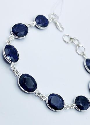 Браслет серебряный с сапфиром 17+2 см 8,83 г