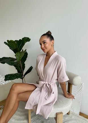 Жіночий халат із мусліну hawaii, пудра