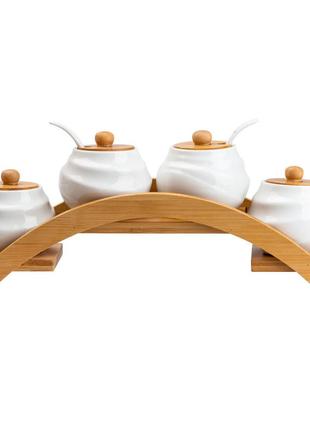 Набір для спецій 4 шт по 200 мл із кришками та ложками