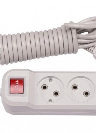 Сетевой удлинитель luxel 3 поста без заземления, с выключателем, 3м, белый (7223)