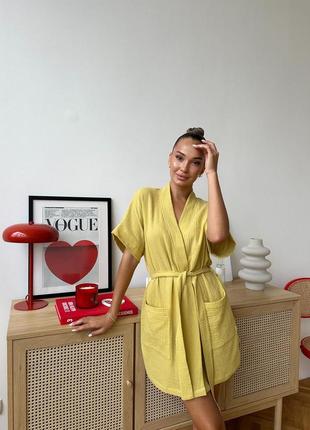 Жіночий халат із мусліну hawaii, гірчиця