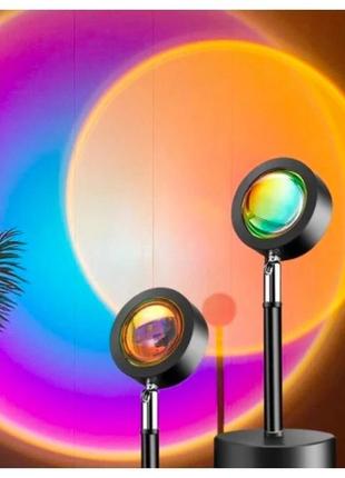 Світлодіодна для підлоги лампа проектор led sunset (сансет) з ефектом золотого заходу для селфі usb