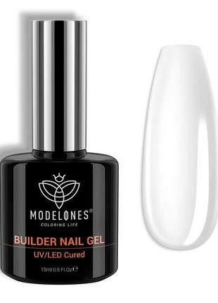 Modelones builder nail gel, 7-в-1 clear gel builder для нігтів, світлодіодна лампа для нігтів hard gel builder зміцнювач нігтів на