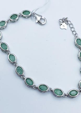 Браслет серебряный с изумрудом 16+3 6,42 г4 фото
