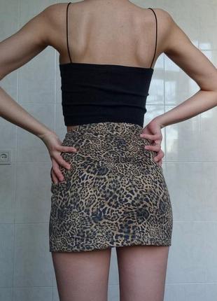 Неймовірна спідниця міні  юбка леопард з поясом2 фото