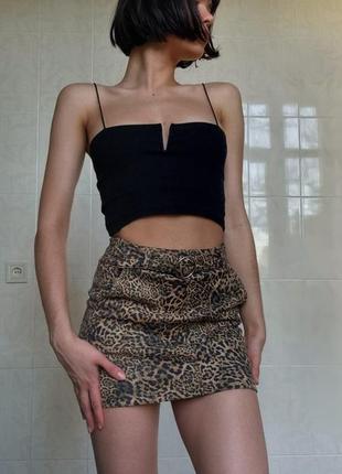 Невероятная юбка мини юбка леопард с поясом