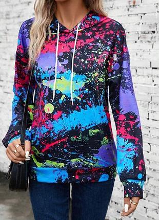 Shein. из англии. в наличии. худи в ярком неоне принта тай дай.