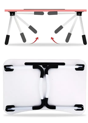 Столик-подставка для завтраков и ноутбука, складной, под планшет 23 дюйма, с съемным подстаканником3 фото