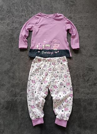 Пижама lupilu на девочку 1-2 года рост 86-92 см