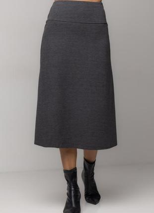 Юбка-трапеция в рубчик длиной меди