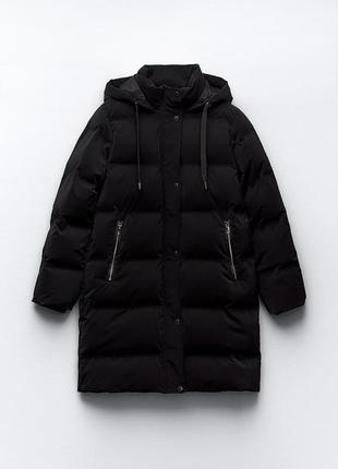 Пальто zara, зимове пальто zara, hooded puffer anorak with wind protection