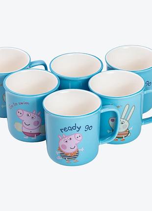 Набор из 6 чашек peppa pig, 150 мл, синий.