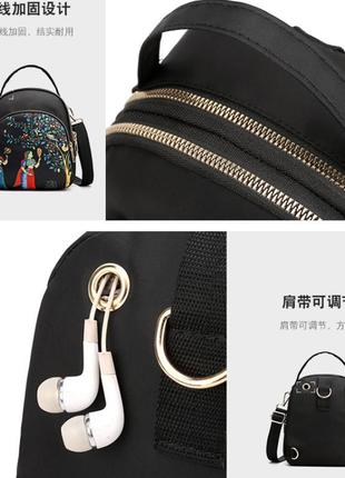 Рюкзак чорно-білий жіночий, сумка, рюкзачок5 фото