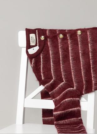 Полосатый кардиган из ворсистой пряжи в стиле massimo dutto бордо6 фото