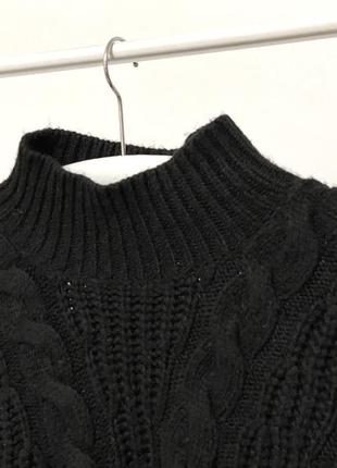 M свитер оверсайз короткий женский черный теплый зимний с горловиной гольф