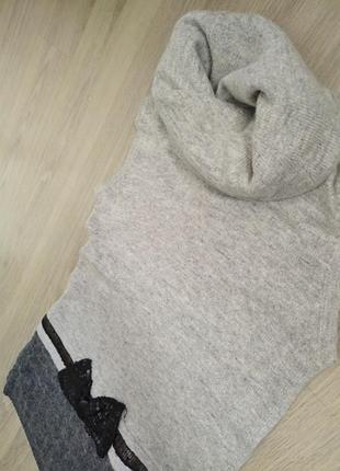 Женская шерстяная кофта без рукавов серая под горло3 фото