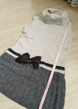 Женская шерстяная кофта без рукавов серая под горло5 фото